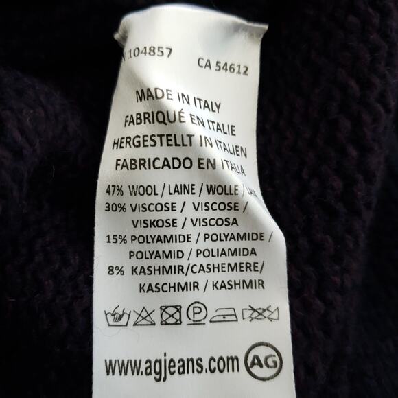 AG Adriano Goldschmied Chunky Knit Cardigan Limited Wool Italy Purple Women XS - Picture 9 of 10